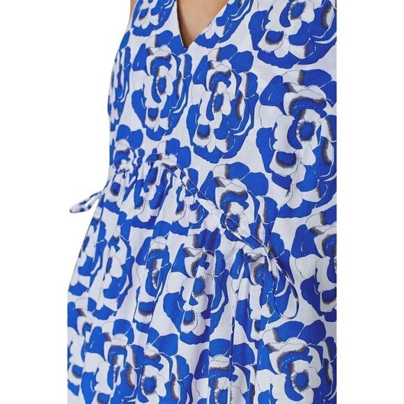 Thakoon Collective Printed Ruffle Dress Blue Womens Size 6 - Picture 4 of 12